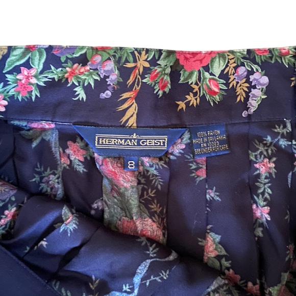 Vintage Herman Geist 100% Rayon Floral Maxi Skirt 0-2 - Picture 3 of 7